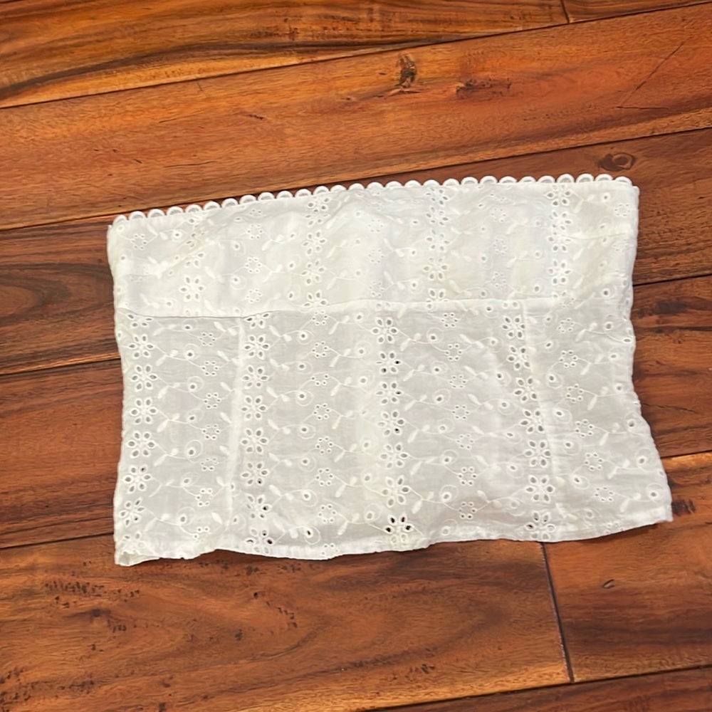 white mesh tube top with flowers